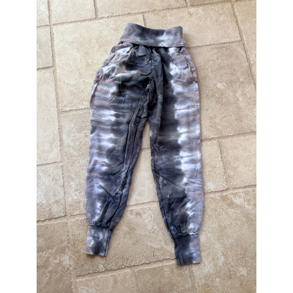 Young Fabulous & Broke Boho Tie Dye Joggers Grey Black Mauve Foldover Waist S